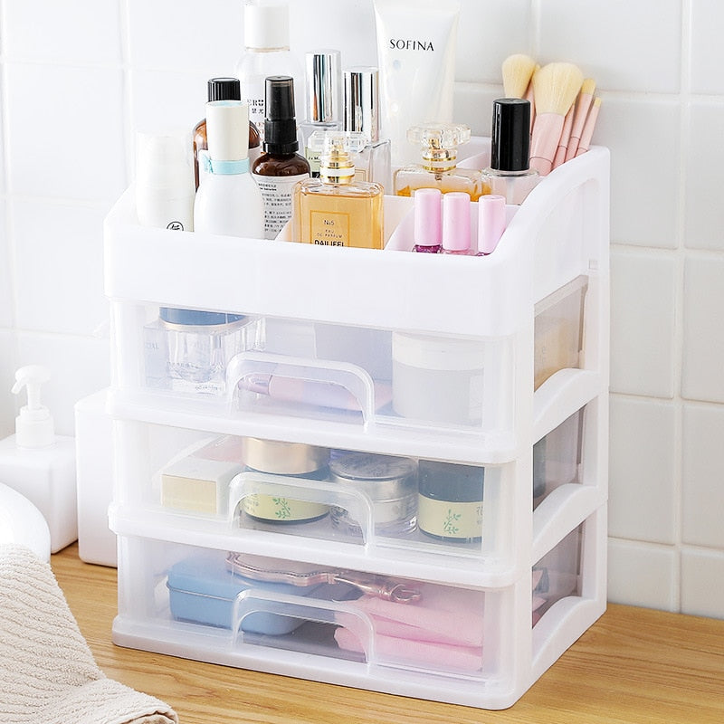 3-Drawer Plastic Vanity, Compact Storage Organization