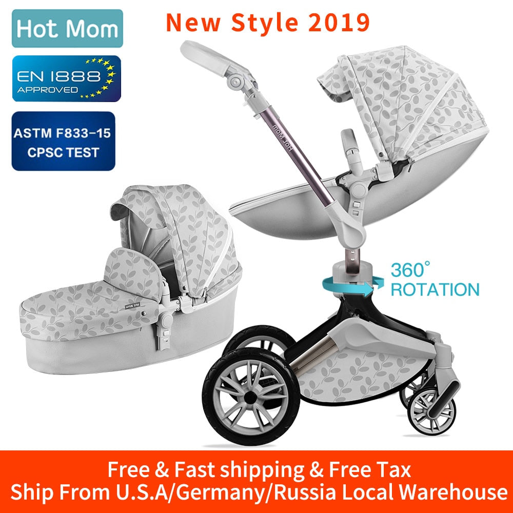Exclusive Luxurious Baby Stroller 3 in 1 carriage with Bassinet 360° Rotation Function