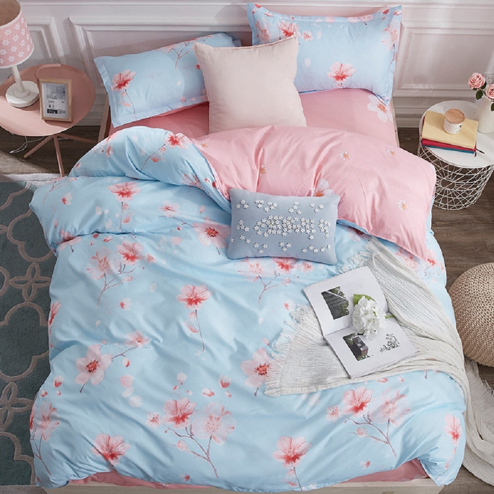 Flower Soft Comfortable 4pcs Bedding Set